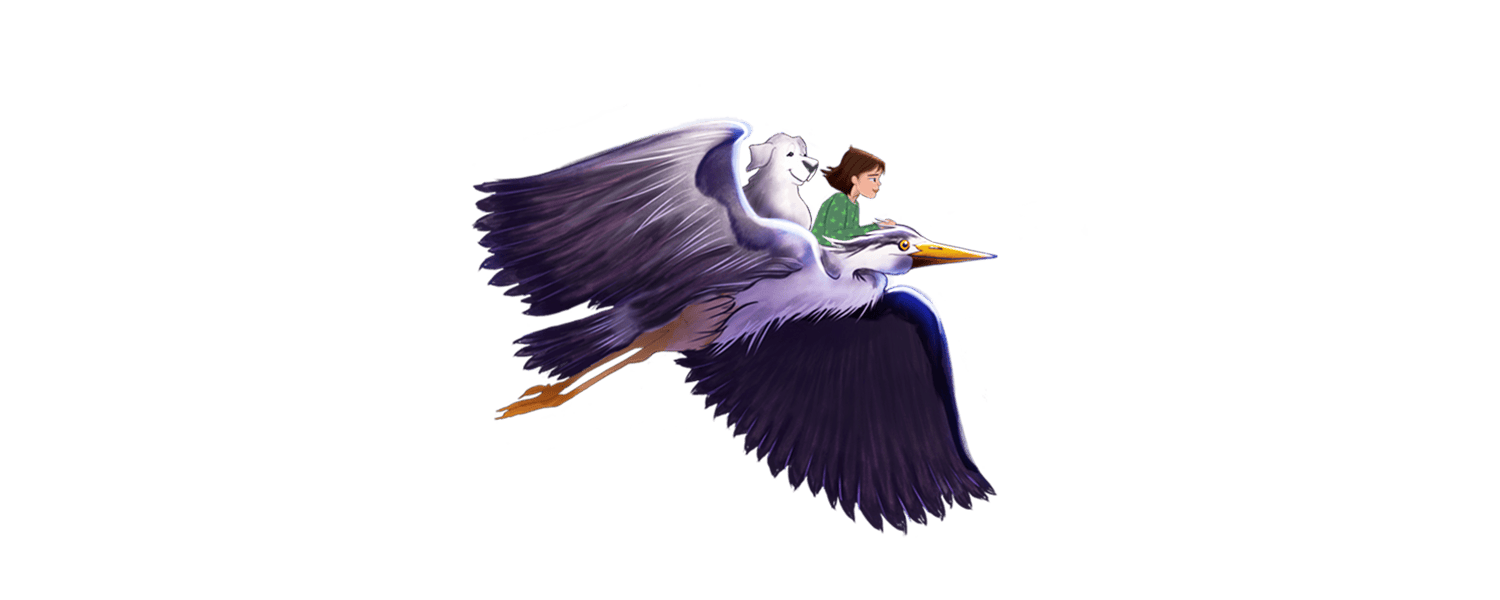 Katie Flying on a Heron